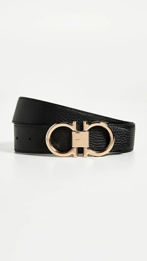 Salvatore Ferragamo Men's Rose Gold Double Gancio Reversible Belt