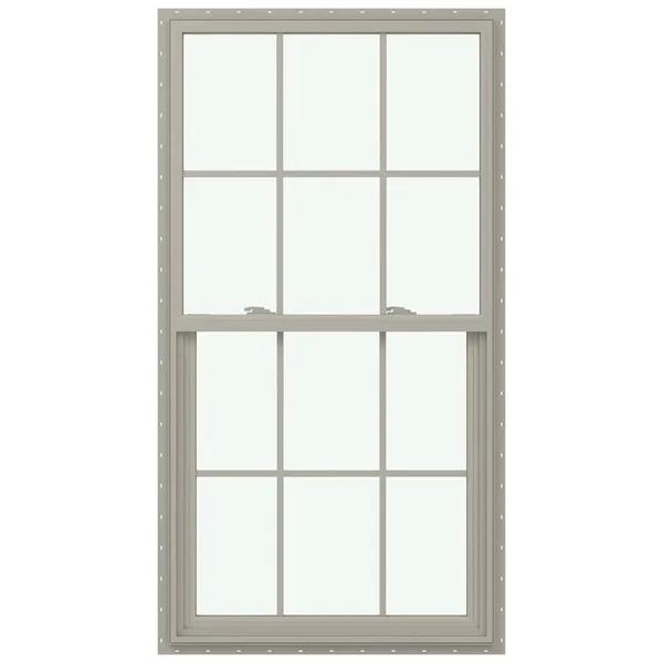JELD-WEN V-2500 35.5-in x 53.5-in x 2.906-in Jamb Between The Glass Vinyl New Construction Desert Sand Single Hung Window in Bro