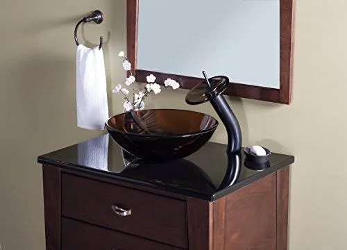 Novatto Ty Glass Vessel Bathroom Sink Set - Oil Rubbed Bronze