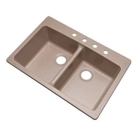 Solidcast 579415Q Waterbrook 33x22 L x 22x22 W Kitchen Sink Finish: Desert Sand - Faucet Drillings: 4 Hole