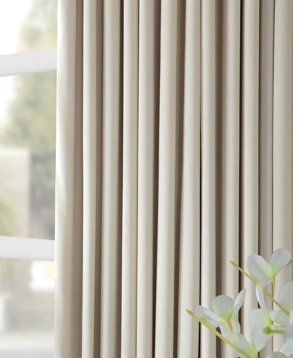 Ivory Velvet Blackout Extra Wide Curtain PANEL - Beige