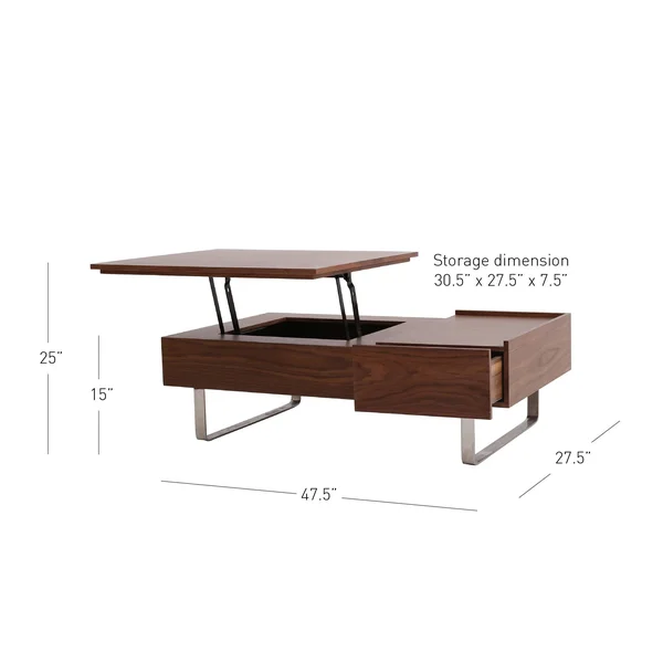 New Pacific Direct Denzel Rectangular Lift-Top Coffee Table - Walnut