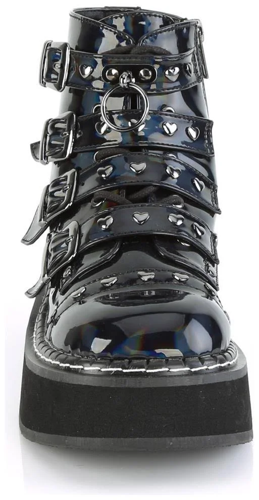 Demonia Women's Emily 315 Ankle Boot - Size: 11, Black Hologram Vegan Leather