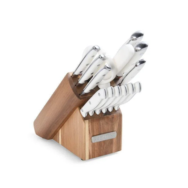 Sabatier Forged Triple Riveted Knife Block Set - 15-Piece, White