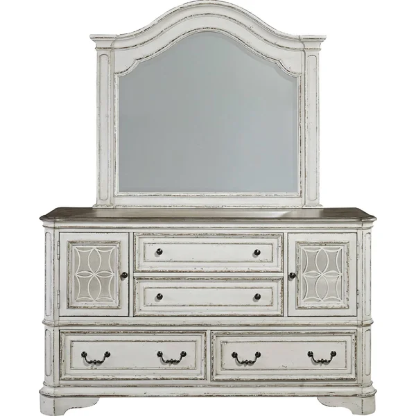 Liberty Furniture Industries Magnolia Manor 2 Mirrored Door 4 Drawer Dresser - Women's, White