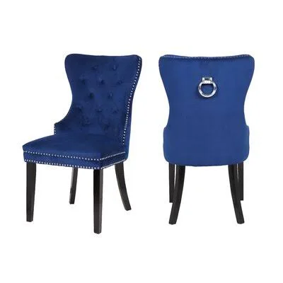 Kamryn Tufted Velvet Wingback Parsons Chair House of Hampton Upholstery Color: Blue