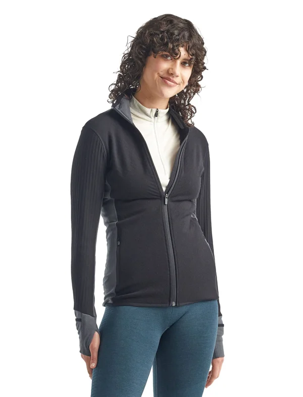 Icebreaker Women's Descender LS Zip Top - Xs - Black, Monsoon