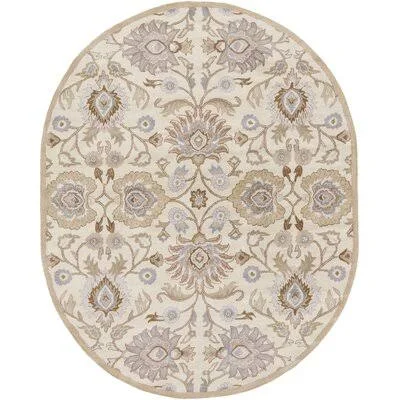 Arden Floral Handmade Tufted Wool Cream Area Rug Birch Lane Rug Size: Oval 8& x 10&