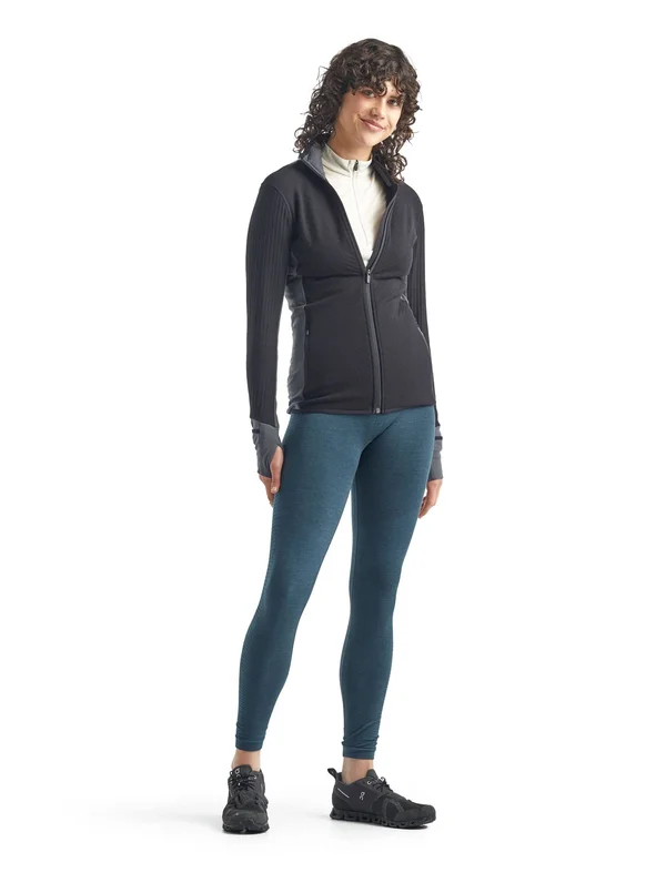 Icebreaker Women's Descender LS Zip Top - Xs - Black, Monsoon