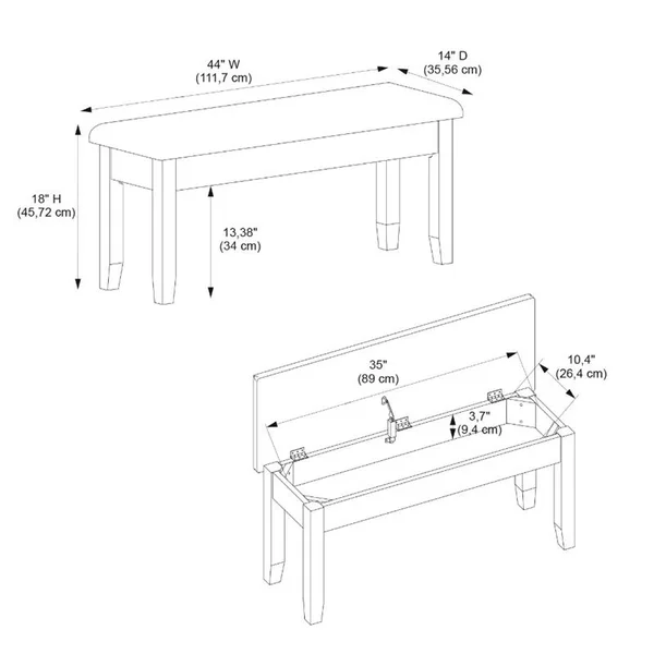 Bowery Hill Wood Dining Bench in Smokey White and Gray