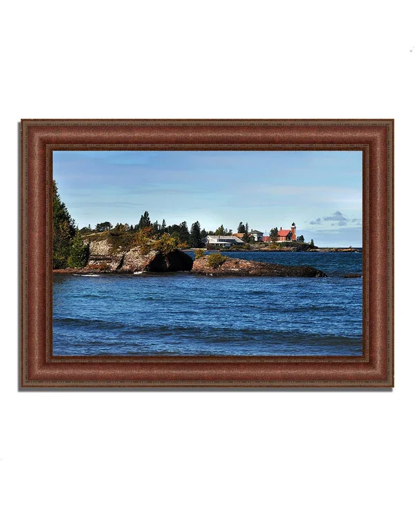 Tangletown Fine Art 45x22 x 64x22 Eagle Harbor Lighthouse Framed Photograph Print