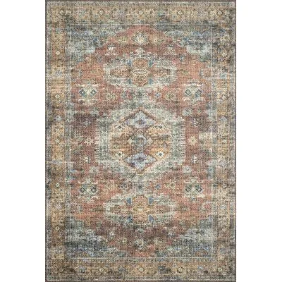 Gelo Oriental Terracotta/Sky Area Rug Bungalow Rose Rug Size: Rectangle 3&6x22 x 5&6x22