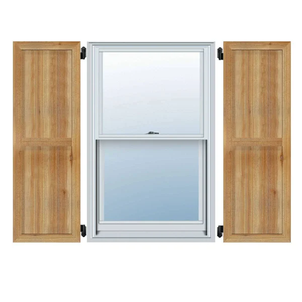 21 1/2x22W x 23x22H TimberCraft Four 5 3/8x22 Boards Framed Board-n-Batten Shutters, Rough Sawn Western Red Cedar (Per Pair)