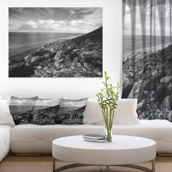 Sunrise Over Sicily Black and White Photographic Print on Wrapped Canvas - Size: 40 in. Wide x 30 in. High
