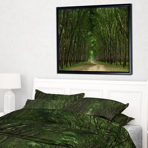 Designart 'Pathway in Thick Green Forest' Landscape Photography Framed Canvas Print 20 in. Wide x 12 in. High