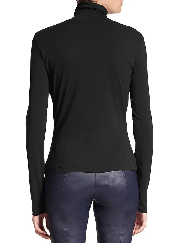 St. John Women's Caviar Collection Fine Jersey Turtleneck Top 0453807741049 - Large, Caviar