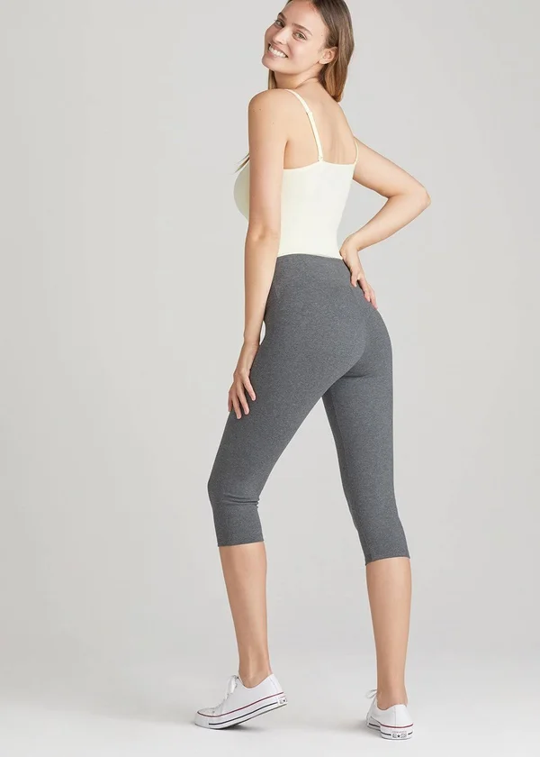 Yummie Talia Capri Cotton Stretch Shaping Legging, Grey, Size Small