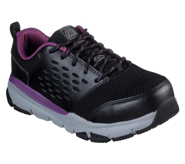 Skechers Women's Work: Soven Alloy Toe Sneakers, Black/Purple, 6.5
