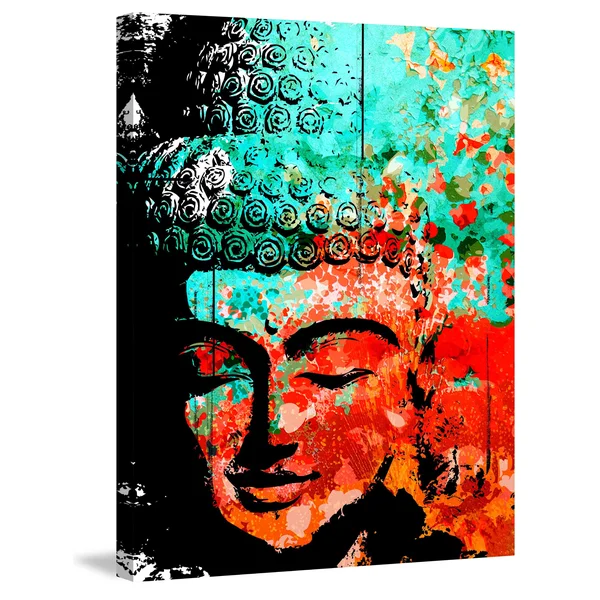 Marmont Hill Buddha Green Red by Rick Martin Painting Print on Wrapped Canvas - Size: 30x22 x 36x22