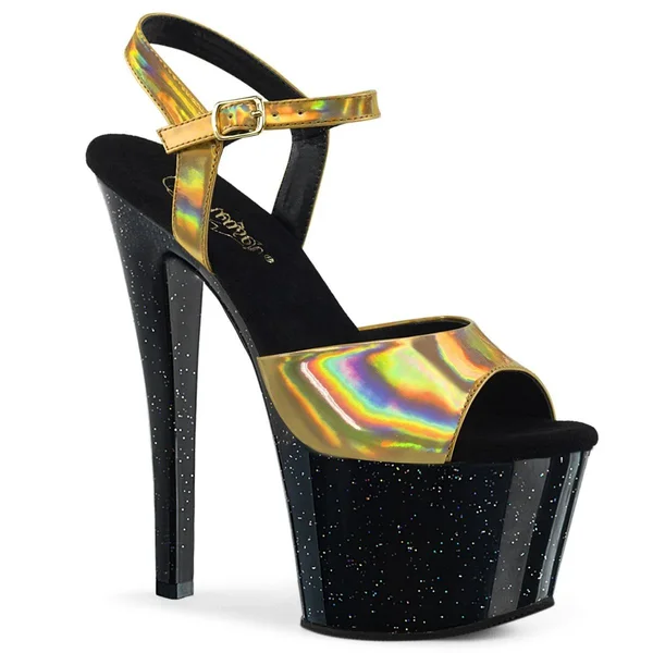 Pleaser - SKY-309HG 7, Gold Hologram/Black