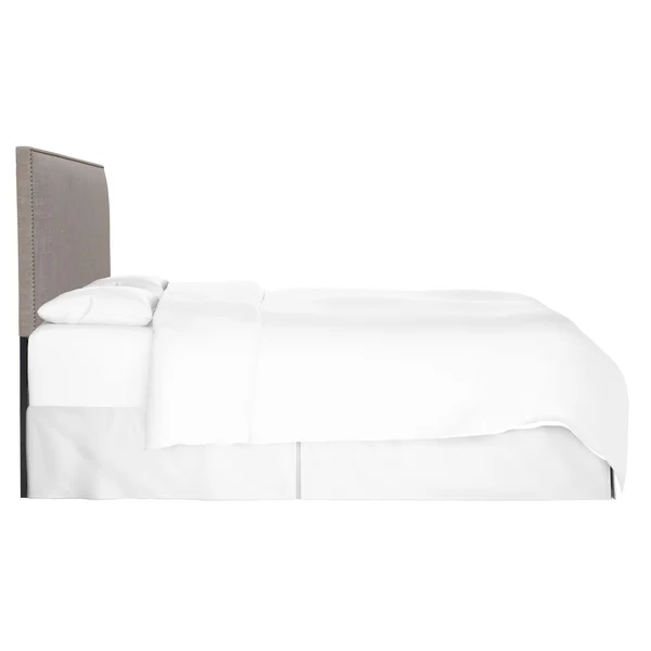 Full Bella Nail Button Border Headboard Feather Gray Linen with Pewter Nailbuttons - Skyline Furniture