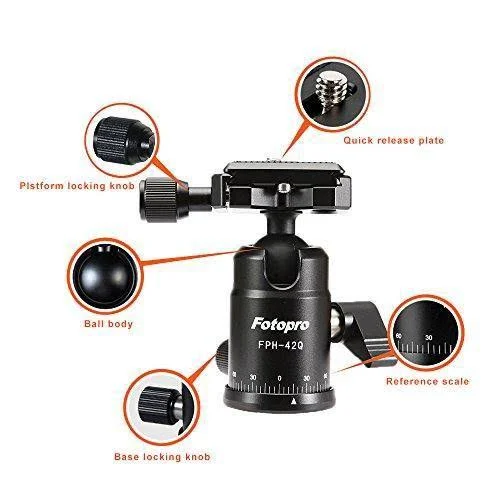 Fotopro X-Go Mini Carbon Fiber Tripod Kit - Includes Ball Head and Quick Release Plate