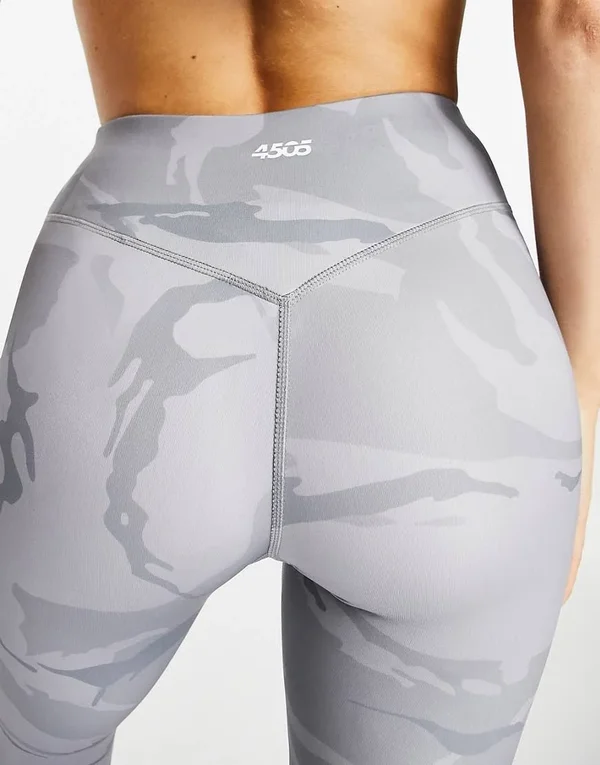 ASOS 4505 Leggings in Gray Camo print-Grey