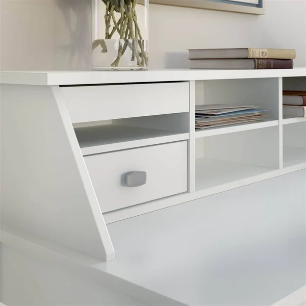Bush Furniture Broadview Computer Desk With 2 Drawer Pedestal And Organizer - Pure White