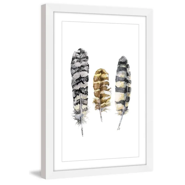 Marmont Hill Owl Feathers by Rachel Byler Framed Painting Print - White