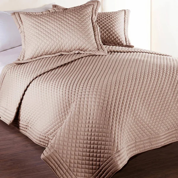 Lotus Home Microfiber Stain- and Water-Resistant Diamond Quilt - Size: King, Beige
