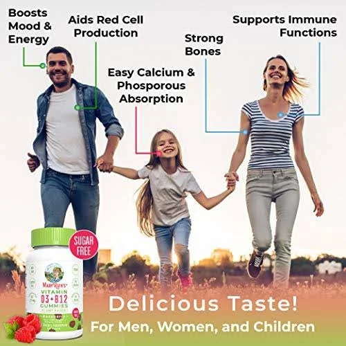 MaryRuth Organics Vegan Vitamin D3+B12 Gummy (Sugar Free) Plant-Based by MaryRuth&s - Made w/Organic Ingredients Non-GMO Gluten