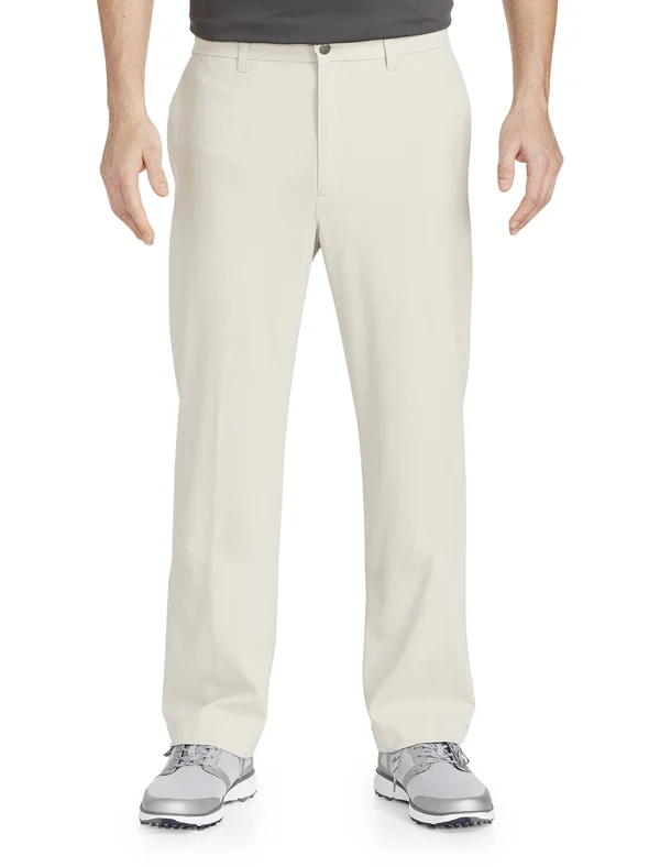 Callaway Men's Big & Tall Stretch Lightweight Classic Pants w/ Active Waistband - Size 42 x 38, Silver Lining Beige, Polyeste
