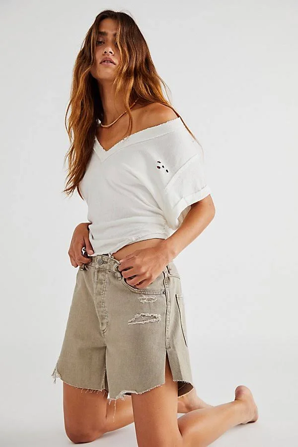 Baggy Tomboy Short by We The Free at Free People in Brown - Size: 29