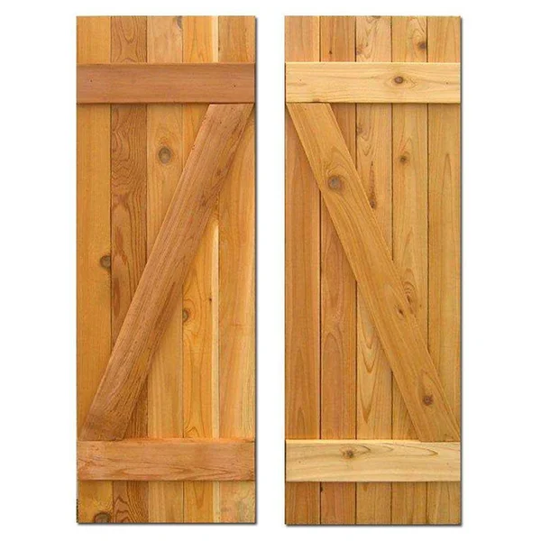 Design Craft Millworks 15 in. x 37 in. Board-n-Batten Baton Z Shutters Pair Natural Cedar