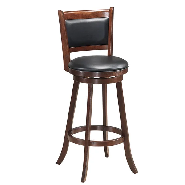Costway Set of 2 29'' Swivel Bar Height Stool Wood Dining Chair Upholstered Seat Espresso