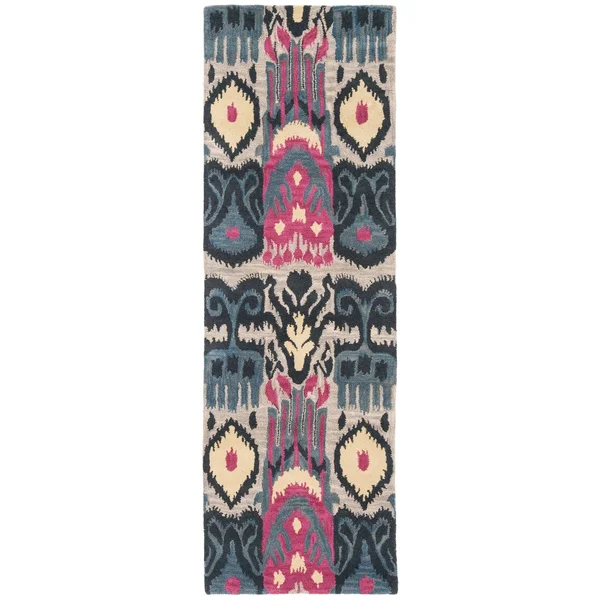 Safavieh 9& x 12& Ikat IKT466A Beige, Blue Rug