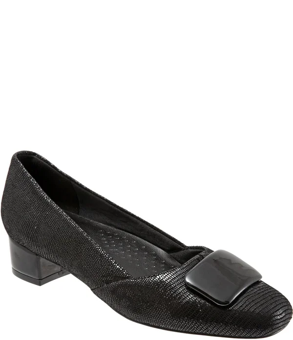 Trotters Delse Pumps - Women's, Black Lizard, Size: 6.5