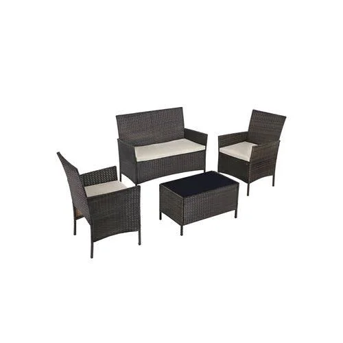 SONGMICS Patio Furniture Set, PE Wicker Outdoor Furniture, for Porch Deck Backyard Outside Use, Brown and Beige UGGF002BR1
