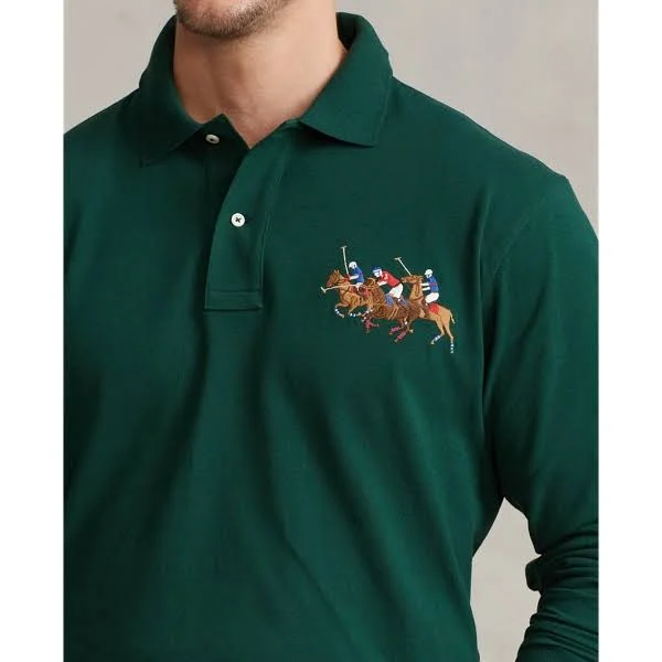 Ralph Lauren Men's Triple-Pony Mesh Polo Shirt - Size XL Tall in College Green
