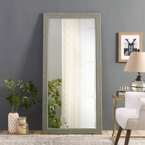 Naomi Home Rustic Floor Mirror Green Gray/66x22 x 32x22