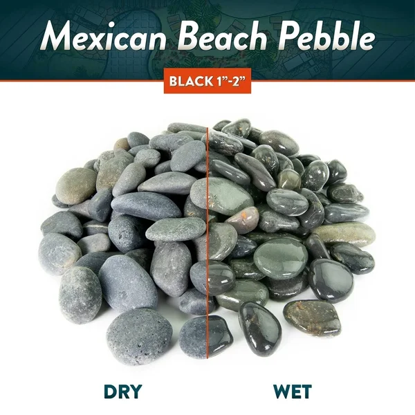 Mexican Beach Pebbles 40 lbs| Smooth Round Stones - Round Rock for Gardens, Landscape, Ponds, and D閏or - 1/2x22-1x22 - Buff But