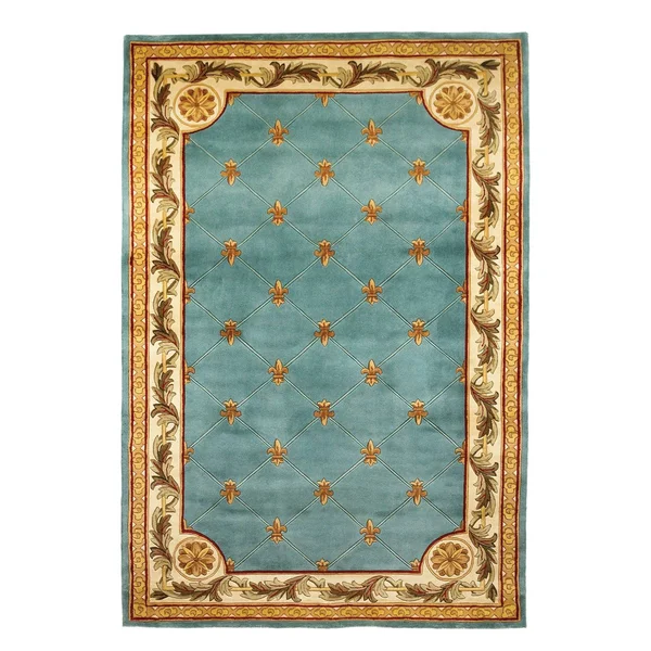 Kas Rugs Jewel Fleur-de-lis Area Rug Wedgewood Blue: 5-ft 3-in x 8-ft 3-in