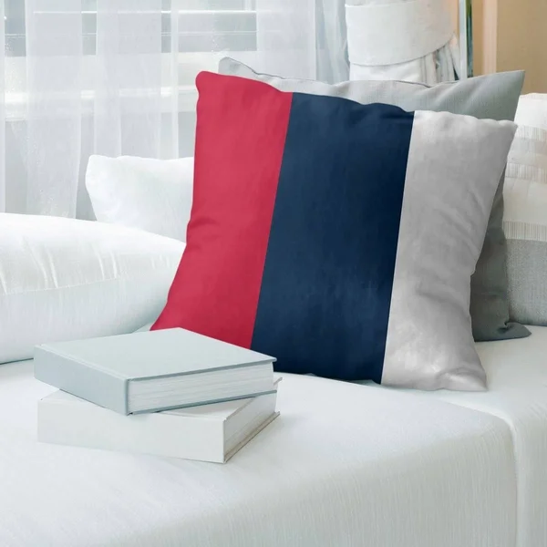 New England New England Football Stripes Pillow-Faux Suede - 20 x 20 - Square - Zipper Closure - Large - Removable Cover - Accen