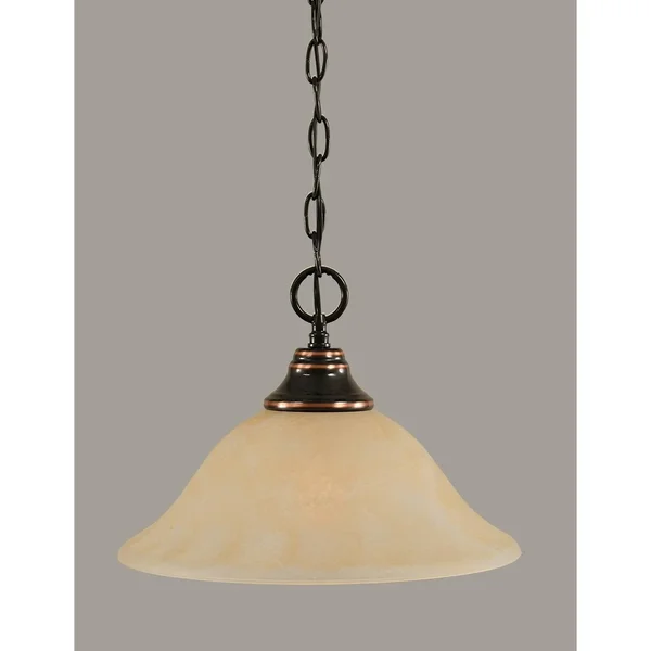 Toltec Lighting 10-BC-448 Chain Hung Pendant with 12x22 Teal Crystal Glass, Black