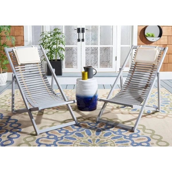 Safavieh Rendi Relax Chair with Pillow - Grey/Beige (Set of 2)