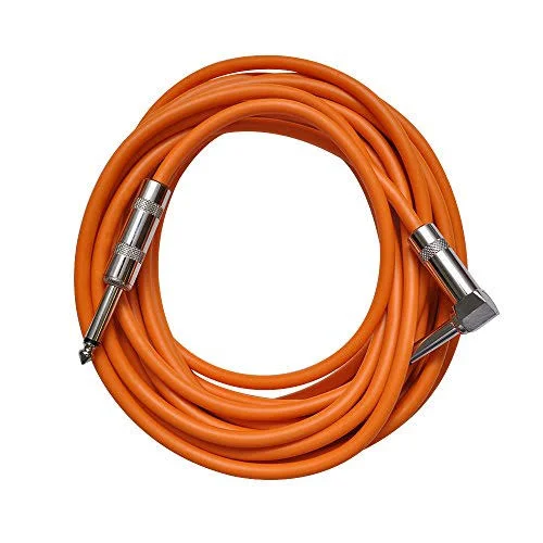 Seismic Audio 6 Pack of Colored 20 Foot Right Angle to Straight Guitar Instrument Cables Multi-colors - SAGC20R-BRPGYO