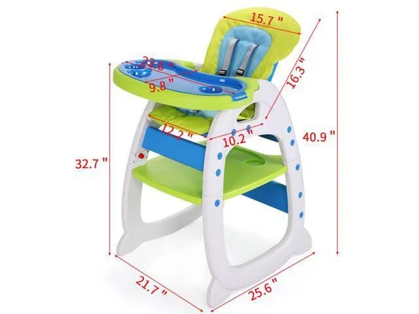 Tobbi Convertible Infant 3in1 High Chair Play Table Seat Booster Toddler Feeding Tray