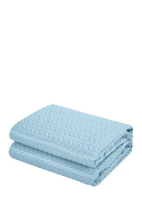 King Platt Geometric Chevron Quilt Set - Blue
