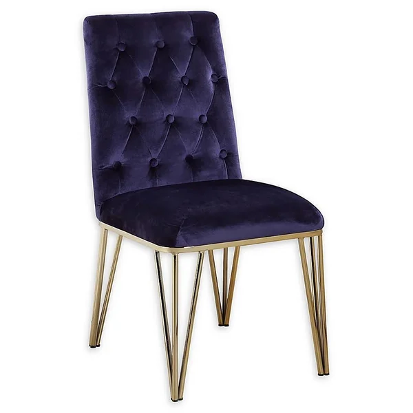 Chic Home Velvet Upholstered Gaea Dining Chairs in Navy (Set of 2)