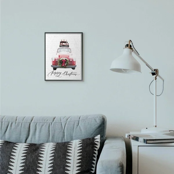 Stupell Industries Merry Christmas Red Truck Holiday Design Framed Art - ShopLadder